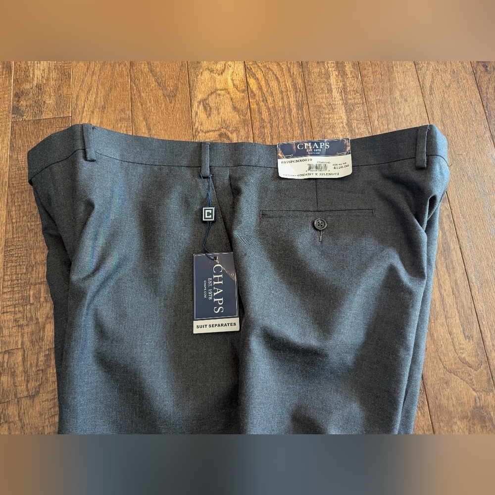 Chaps Suit Separates, Flat Front Charcoal Mens Dress Pants Sz 40/32 New! - Picture 10 of 10
